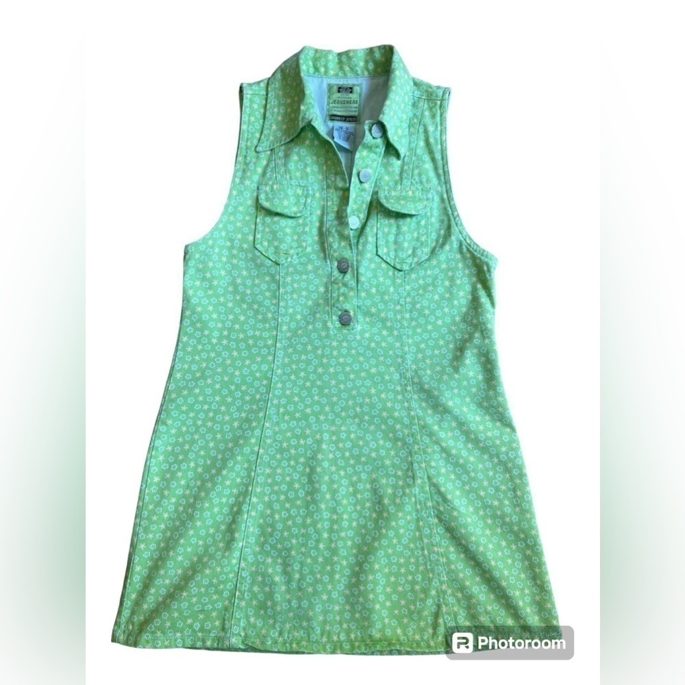 SQUEEZE JEANS Denim Lime Green Sleeveless Shirt Size M Women